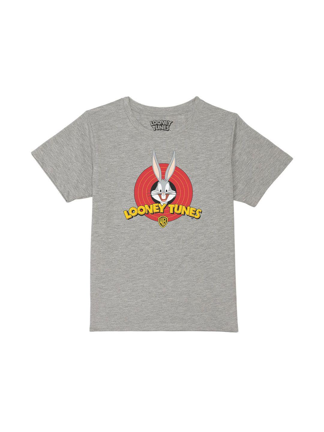 looney tunes by wear your mind boys grey printed pure cotton regular fit t-shirt