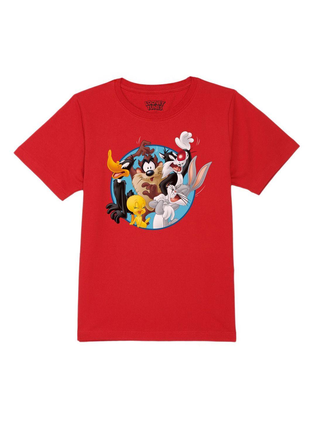 looney tunes by wear your mind boys red printed t-shirt