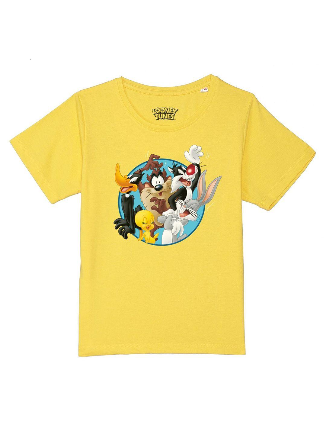 looney tunes by wear your mind boys yellow printed pure cotton t-shirt