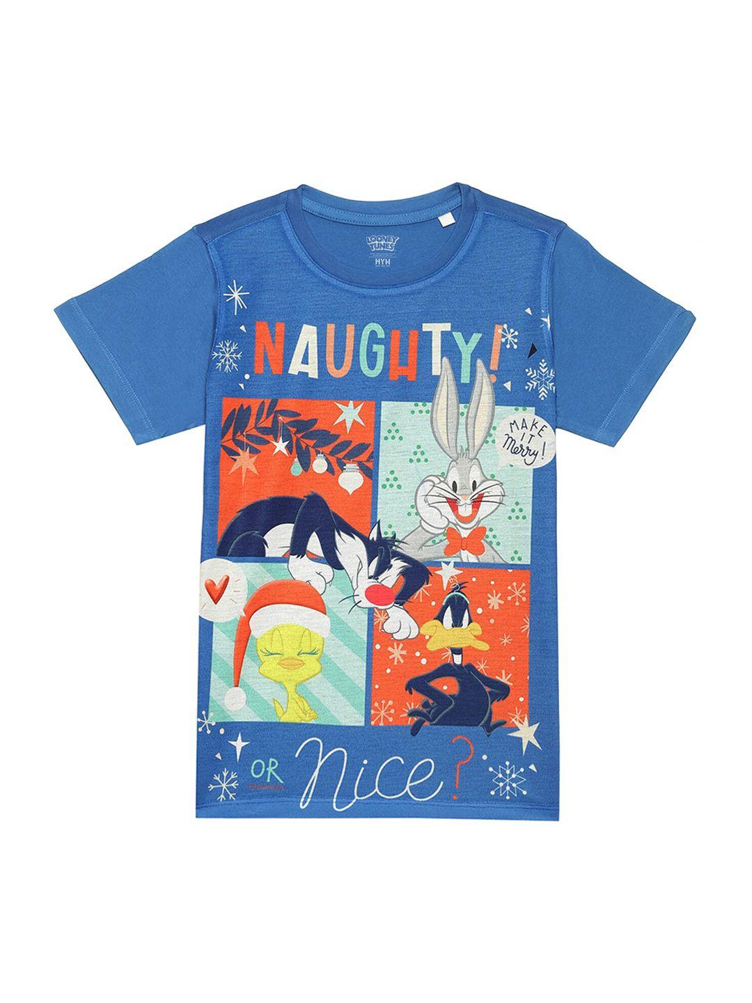 looney tunes by wear your mind printed raw edge cotton t-shirt