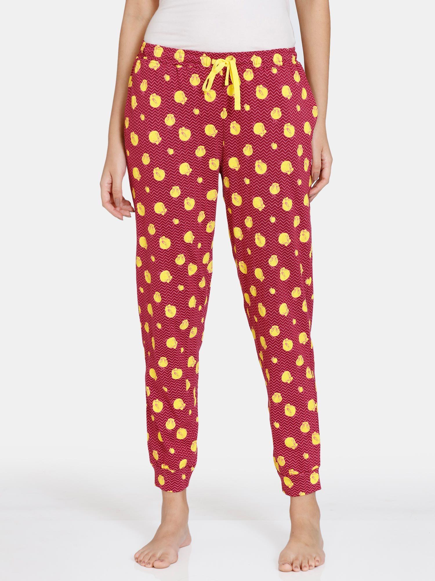 looney tunes knit cotton sleep pyjama - beet red