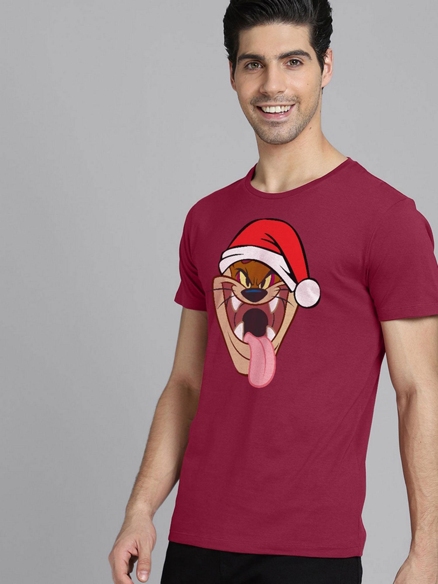 looney tunes printed red t-shirt for men