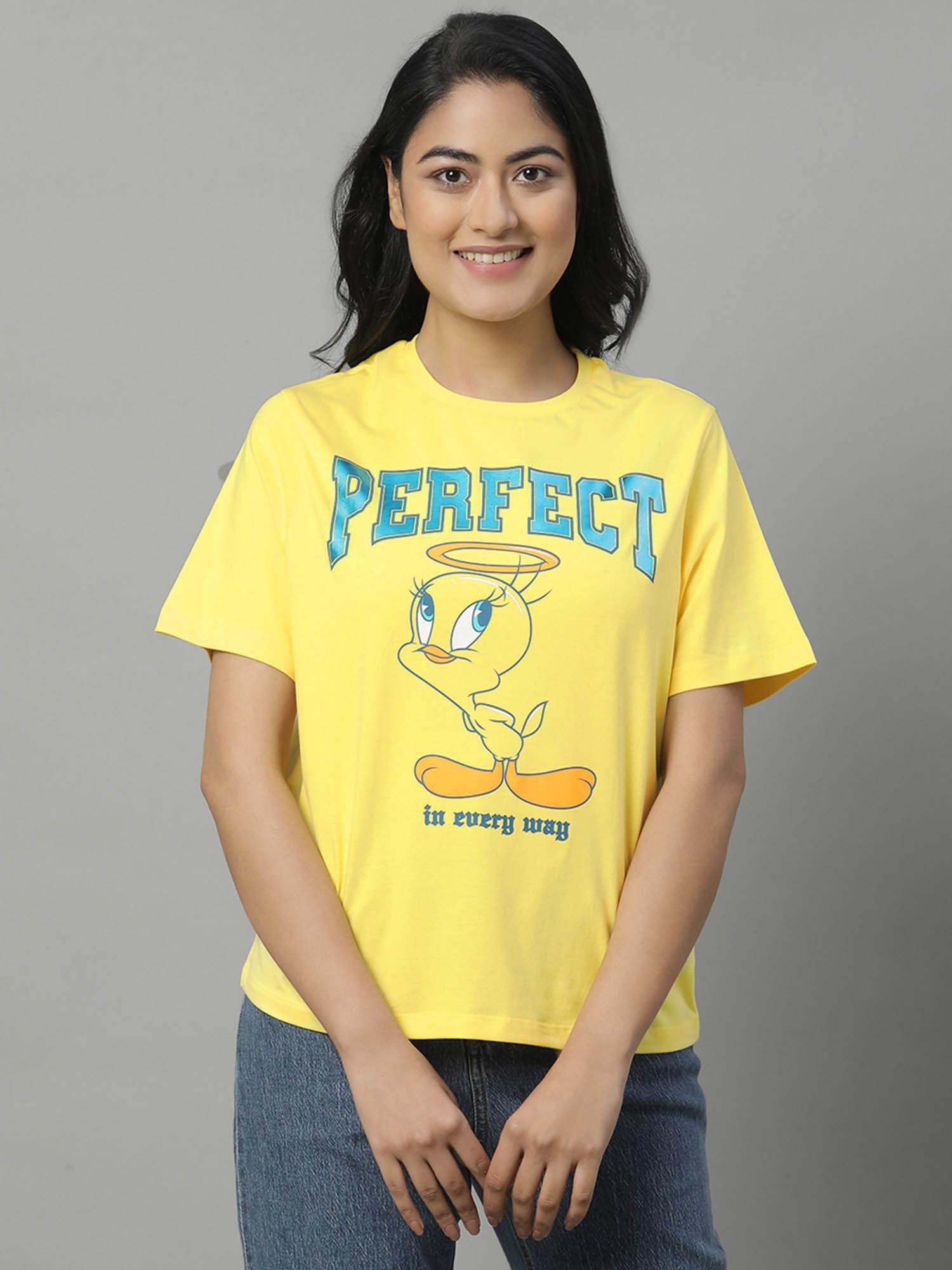 looney tunes printed relaxed fit tshirt for women