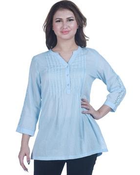 loose fit tunic with front pleats