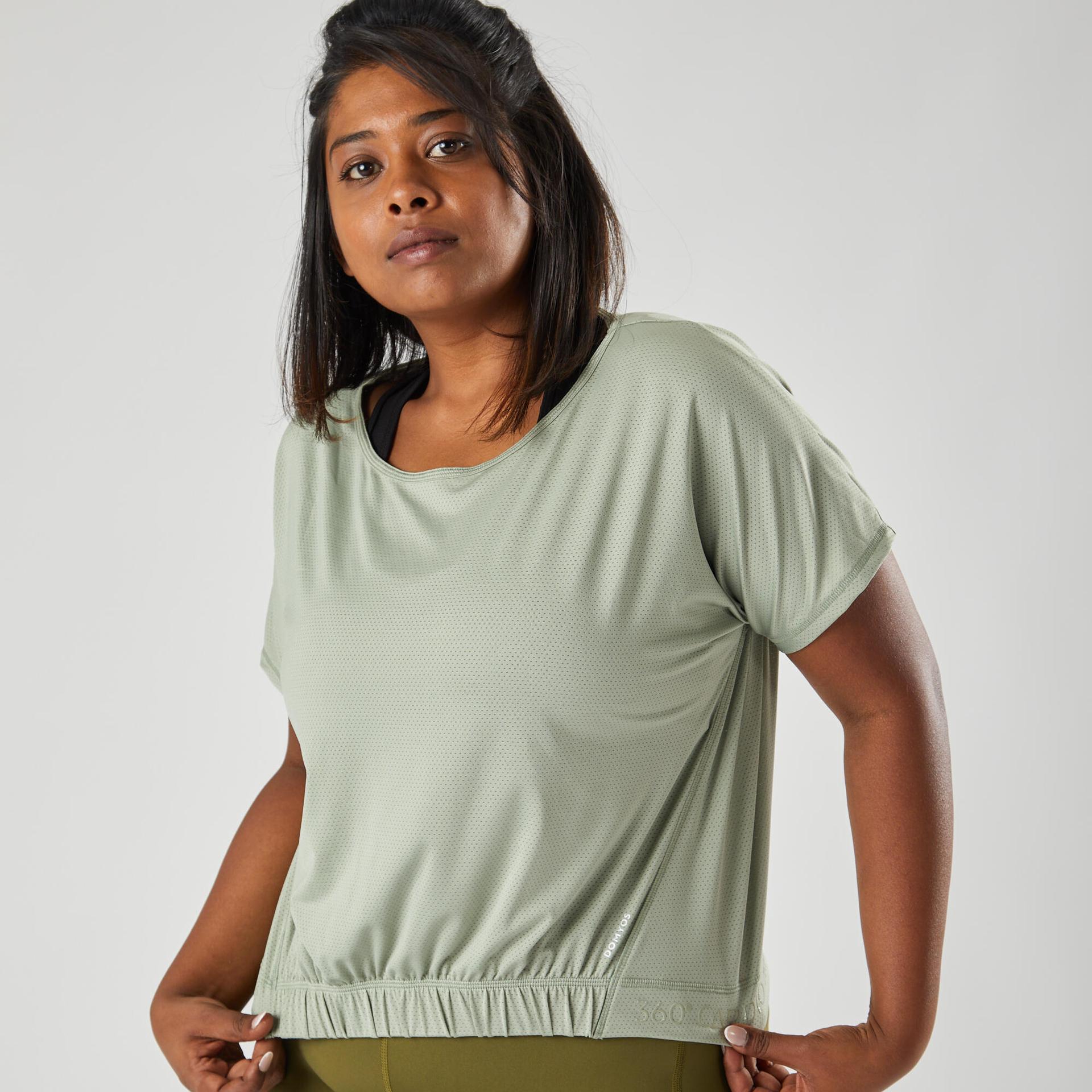 loose cropped fitness t-shirt - green