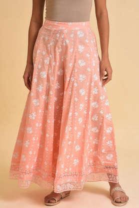 loose fit cotton women's casual wear skirt - peach