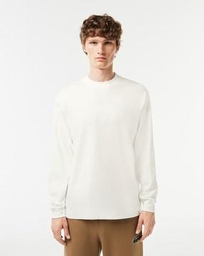 loose fit crew-neck cotton t-shirt with long sleeves