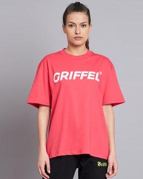 loose fit crew-neck t-shirt brand print