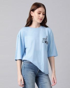 loose fit crew-neck t-shirt with typographic print