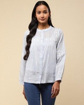 loose fit embroidered top with camisole