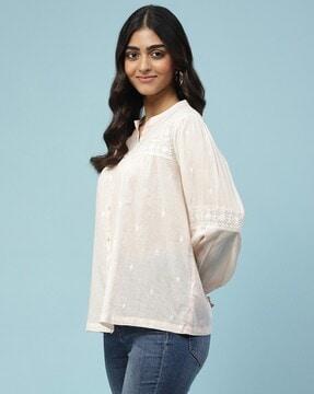 loose fit embroidered top with camisole