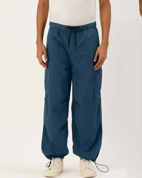 loose fit flat-front cargo pants