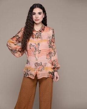 loose fit floral print shirt with inner slip