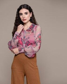 loose fit floral print shirt with inner slip