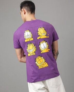 loose fit garfield print crew-neck t-shirt