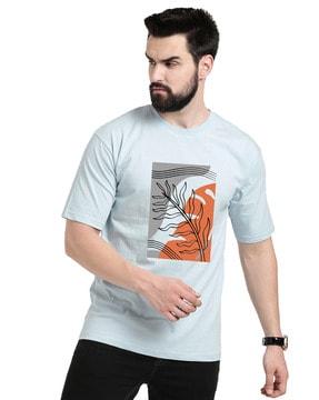 loose fit leaf print crew-neck t-shirt