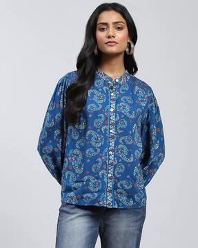 loose fit paisley print boxy fit shirt