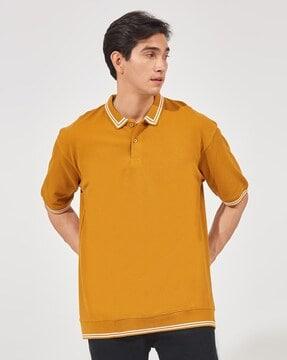 loose fit polo t-shirt with contrast tipping