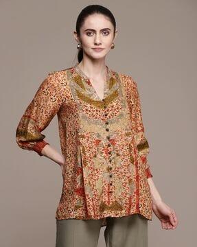 loose fit printed a-line tunic