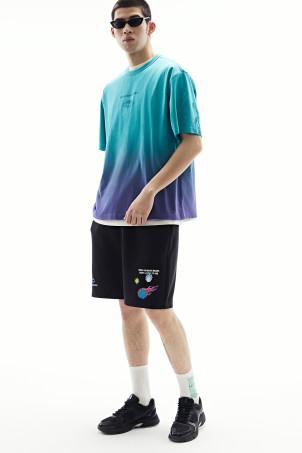 loose fit printed scuba shorts