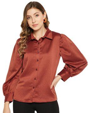 loose fit shirt with spread collar