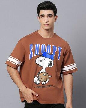 loose fit snoopy print crew-neck t-shirt