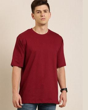 loose fit solid crew-neck t-shirt