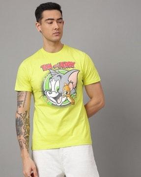 loose fit tom & jerry print crew-neck t-shirt