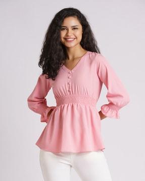 loose fit top with puff sleeves