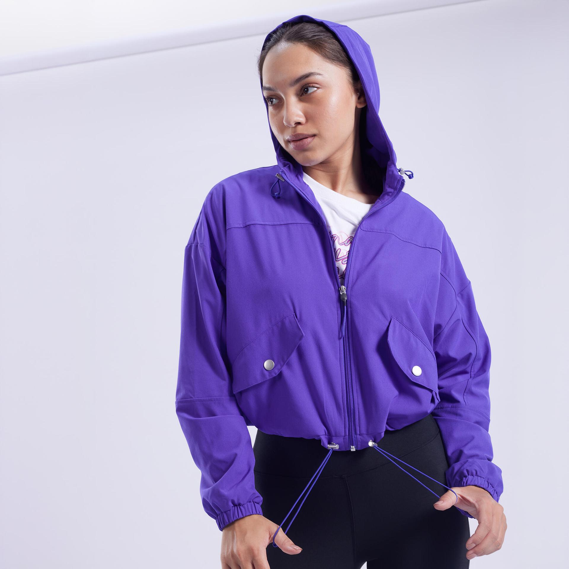 loose hooded fitness jacket