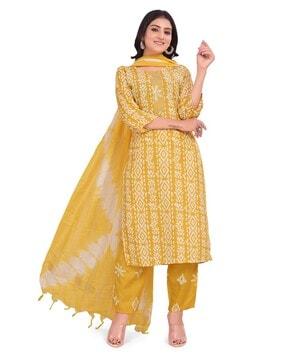 loral print a-line kurta with round neck