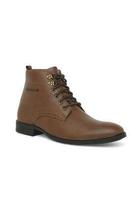 lorcan synthetic leather lace up men's casual boots - tan