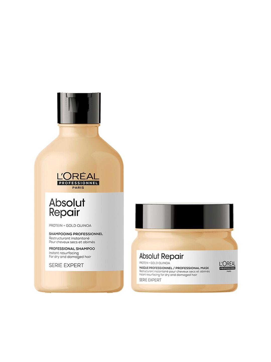 loreal professionnel set of serie expert absolut repair shampoo & mask with gold quinoa
