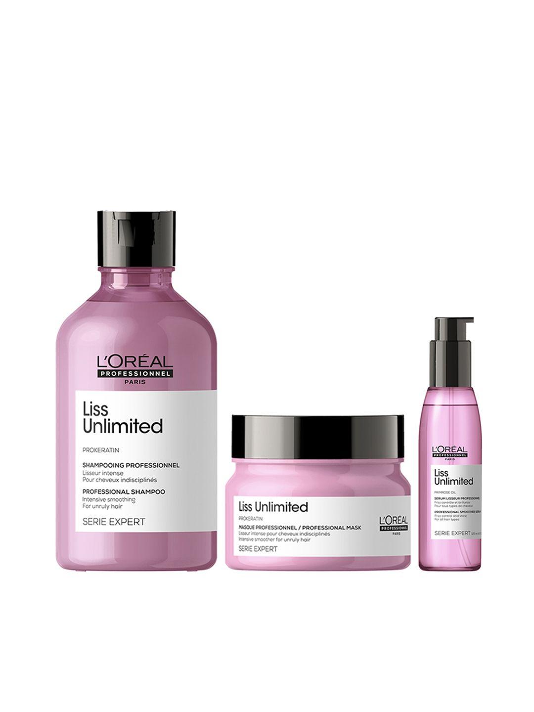 loreal professionnel serie expert liss unlimited smoothing shampoo +hair mask + hair serum