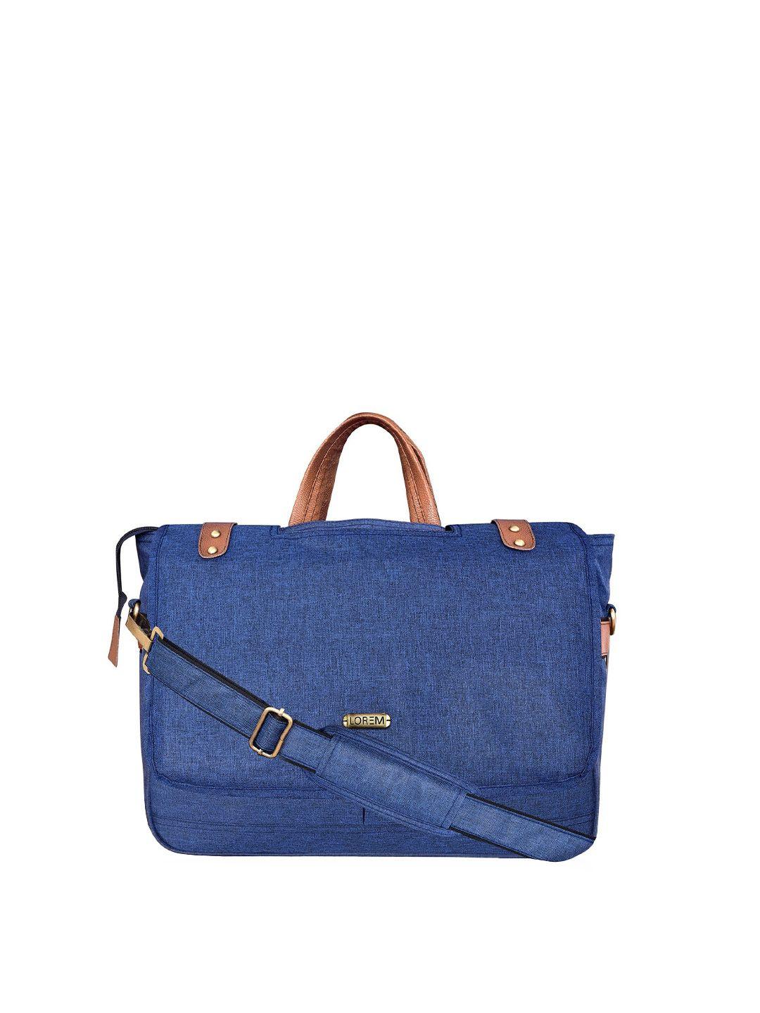 lorem men blue textured messenger bag