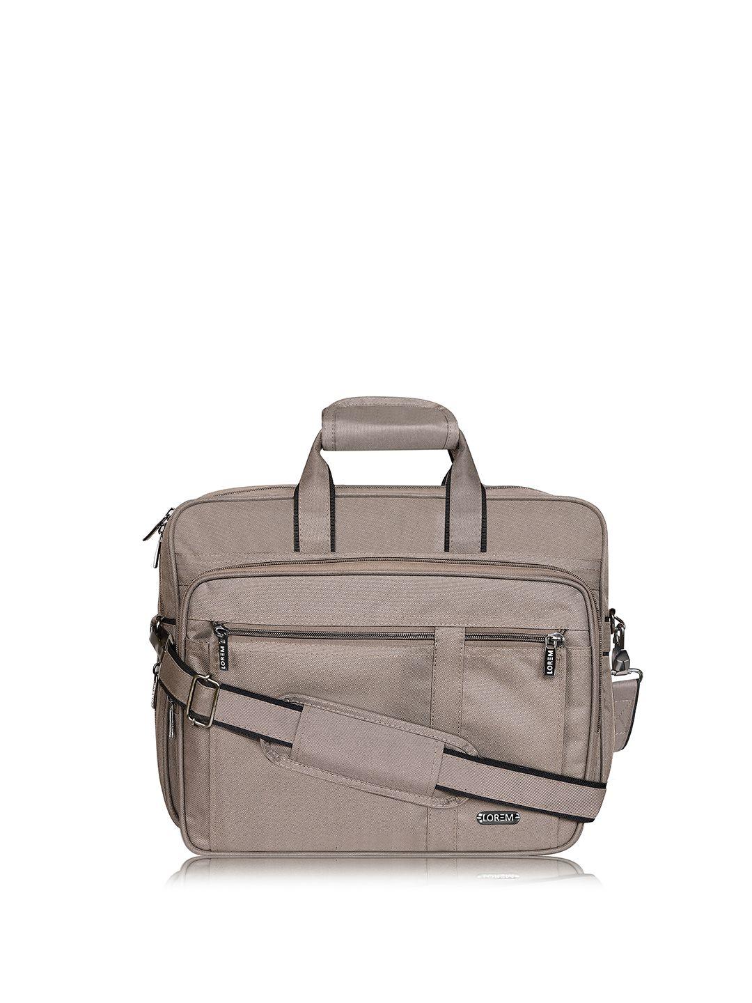 lorem men cream-coloured textured laptop bag