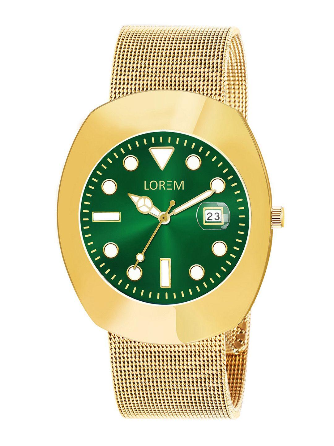lorem men textured dial & bracelet style analogue watch lr140