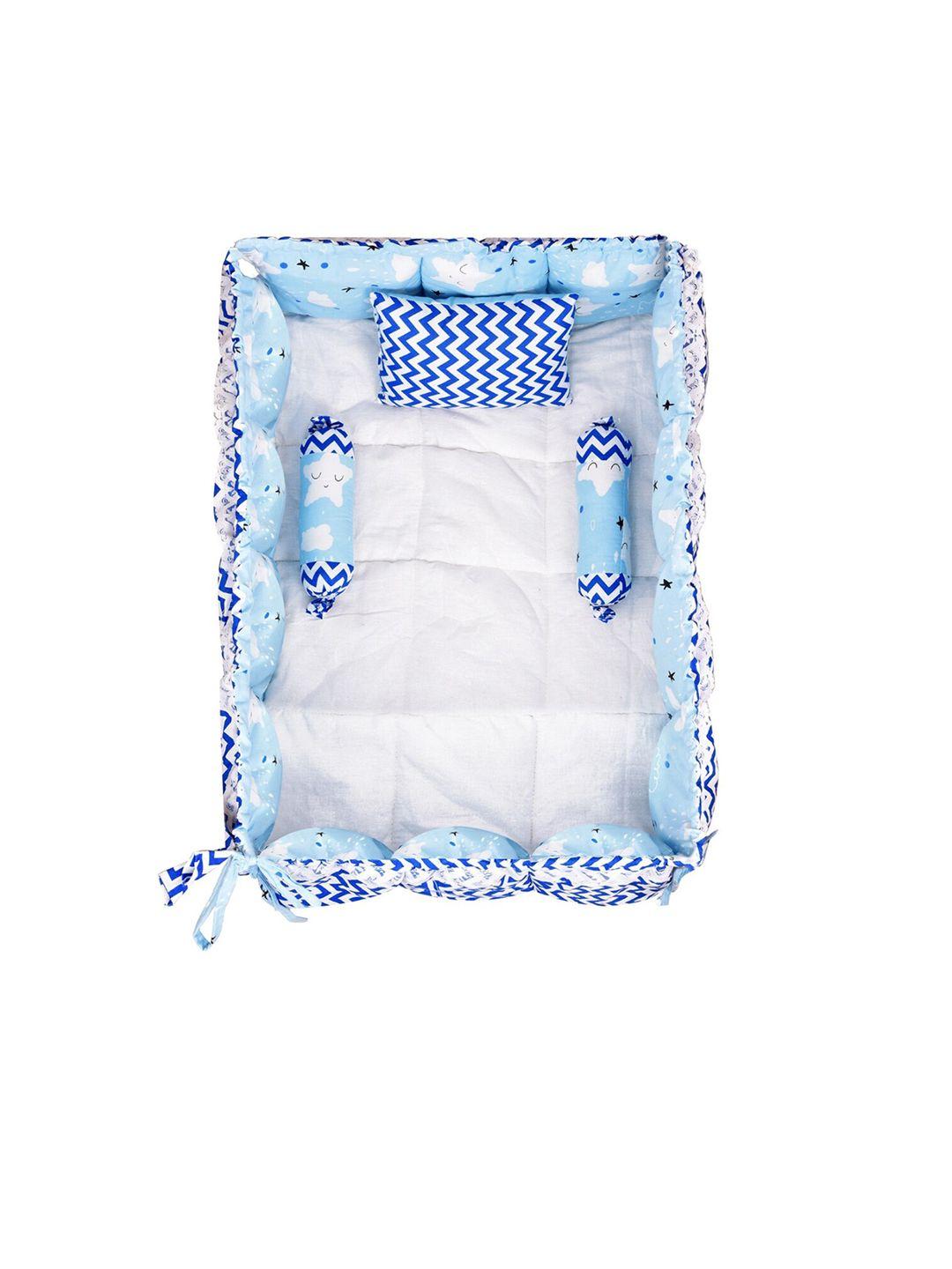 lorem infant blue & white printed pillows & square shape cotton baby bed sets