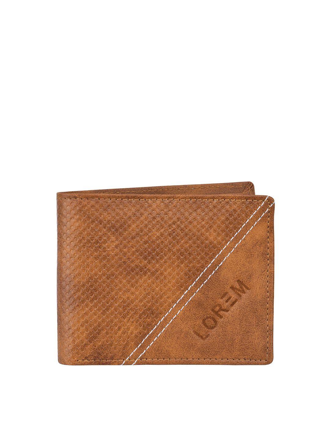 lorem men beige textured two fold wallet