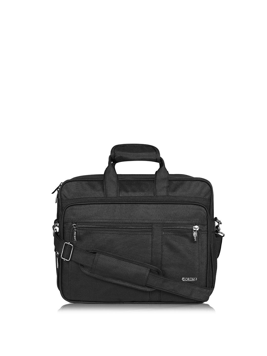 lorem men black textured laptop bag