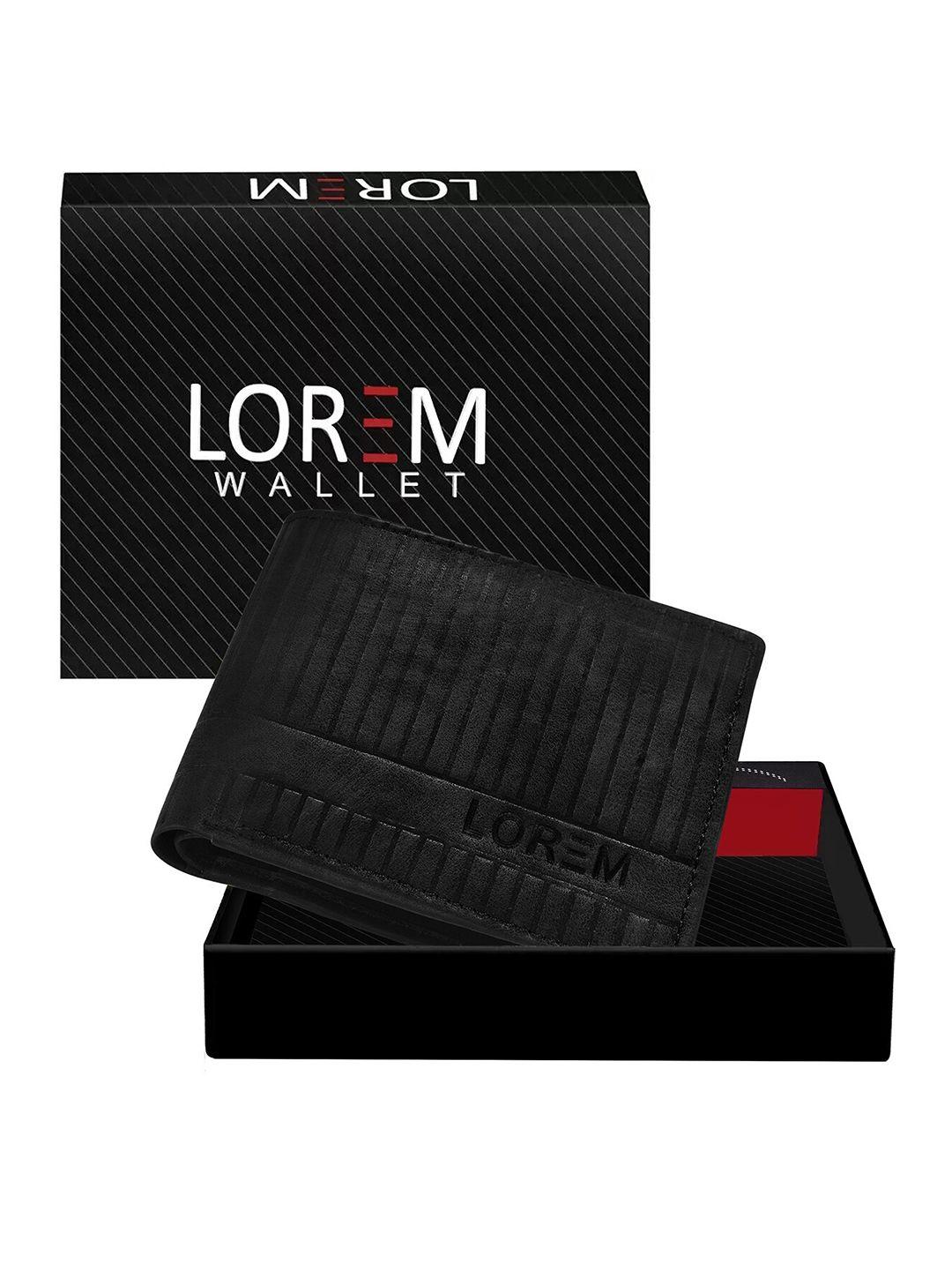 lorem men black textured two fold wallet with sim card holder