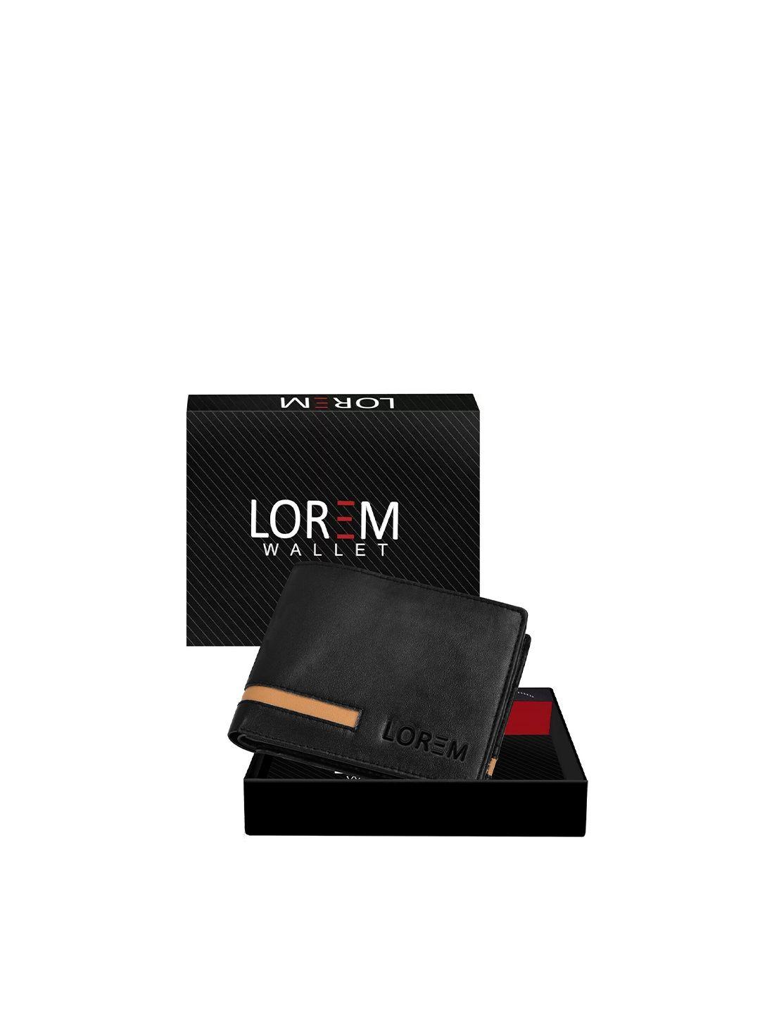 lorem men black textured two fold wallet with sim card holder