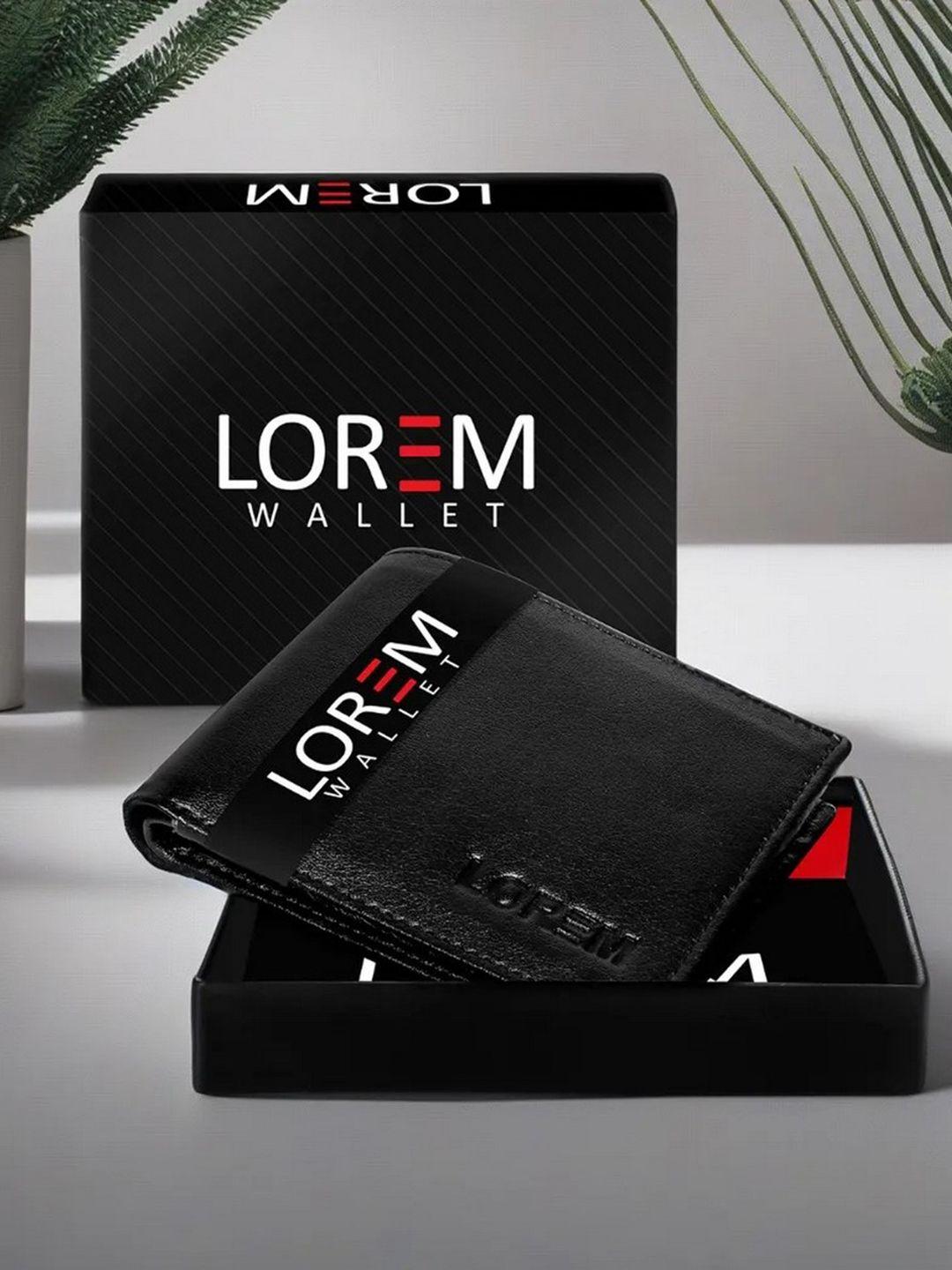 lorem men black textured two fold wallet with sim card holder