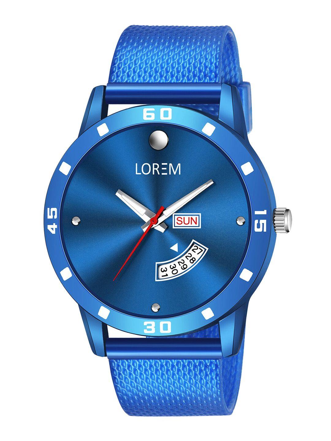 lorem men blue brass embellished dial & blue straps analogue watch lr74
