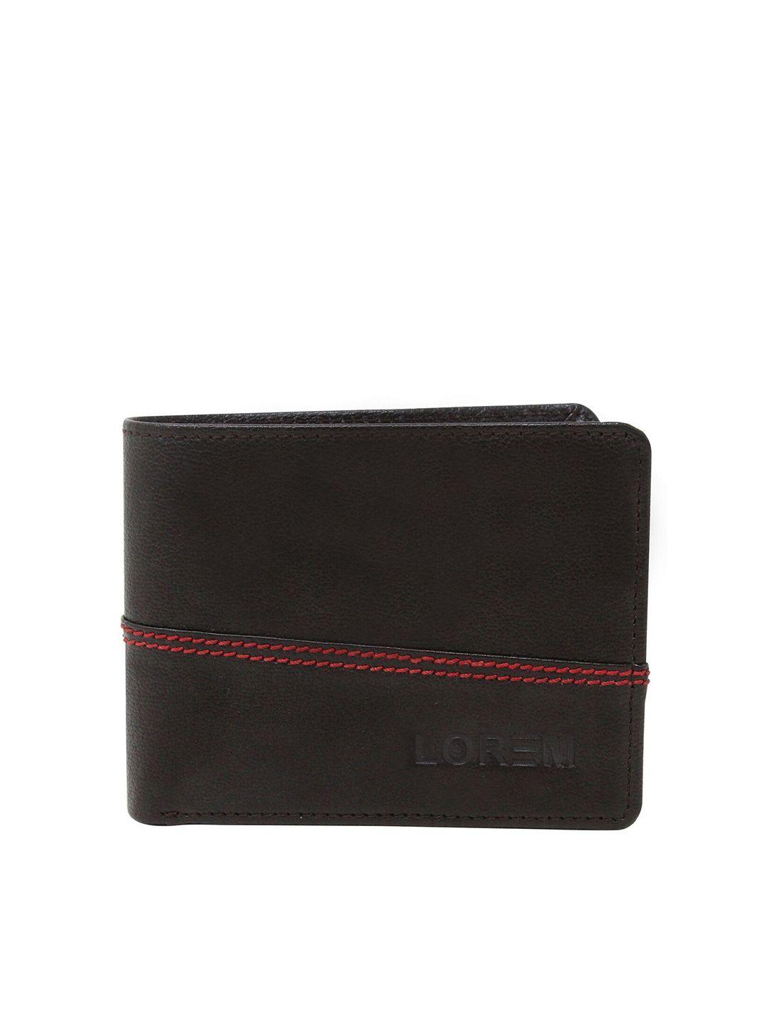 lorem men brown & red textured two fold wallet with sim card holder