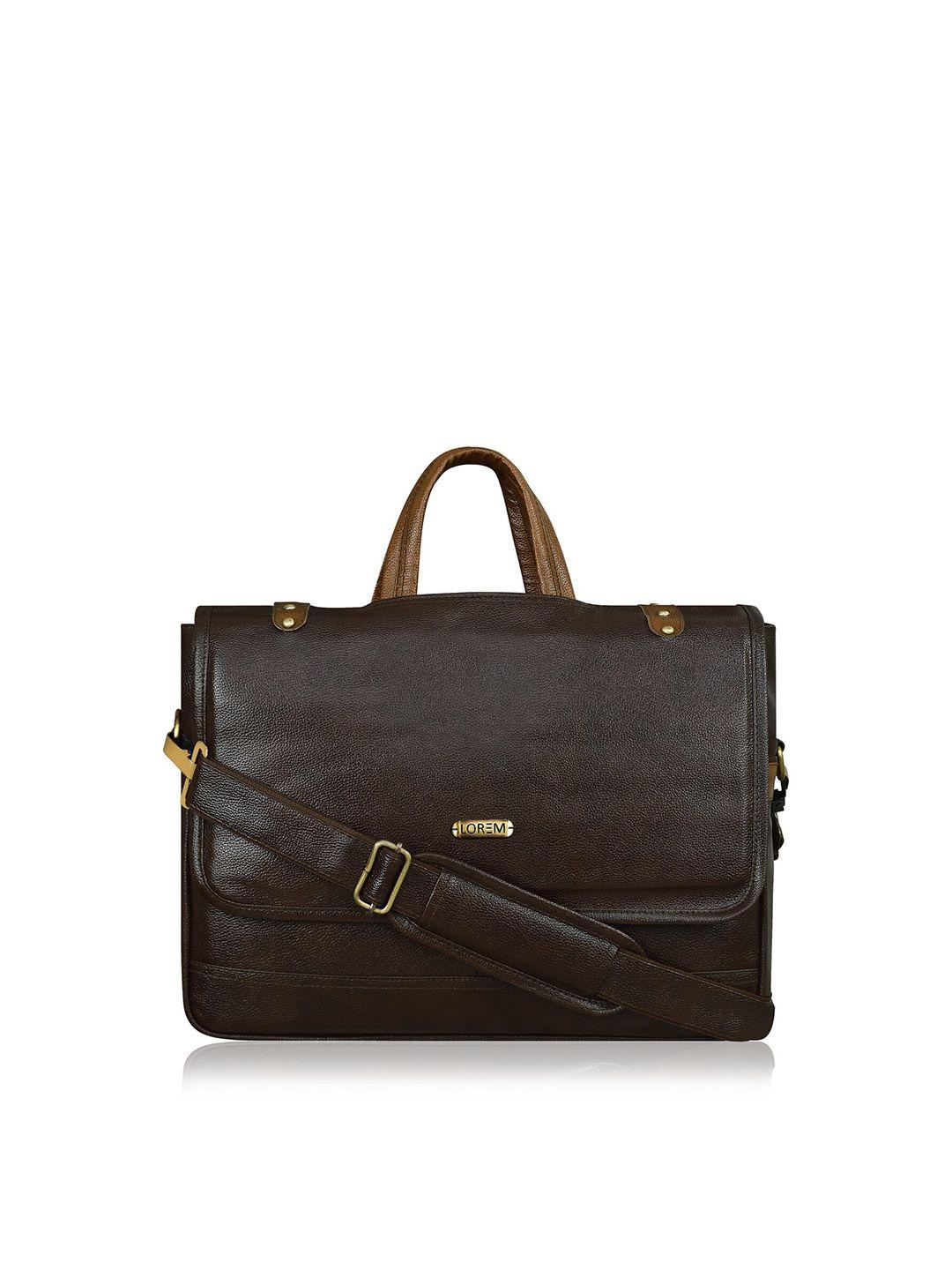 lorem men brown textured messenger bag