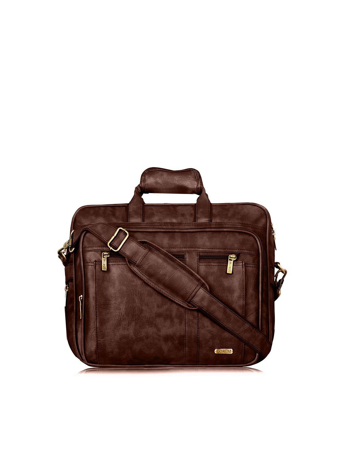 lorem men brown textured messenger bag