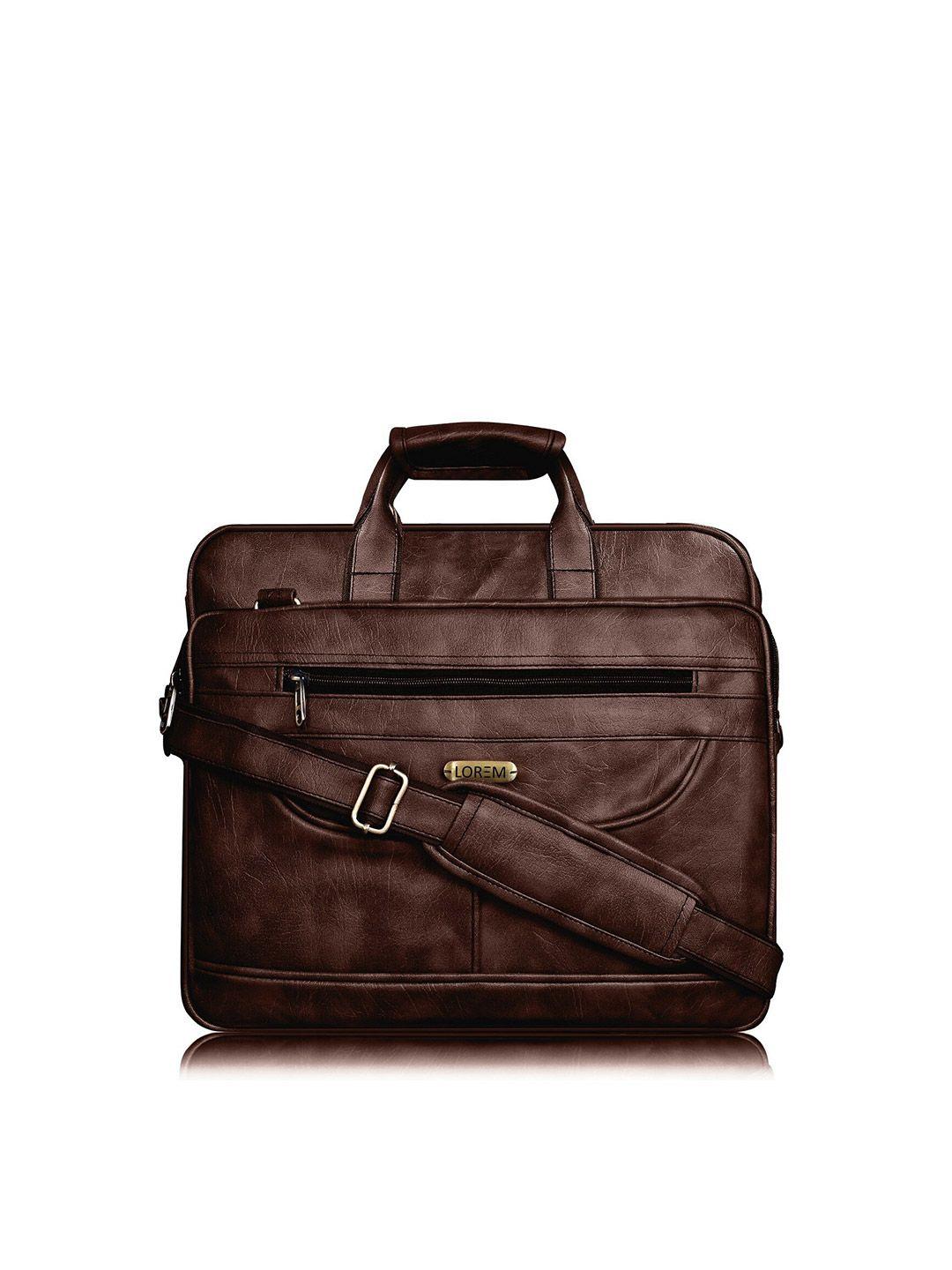 lorem men brown textured messenger bag