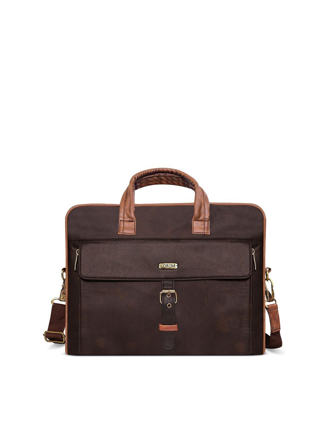 lorem men brown textured messenger bag