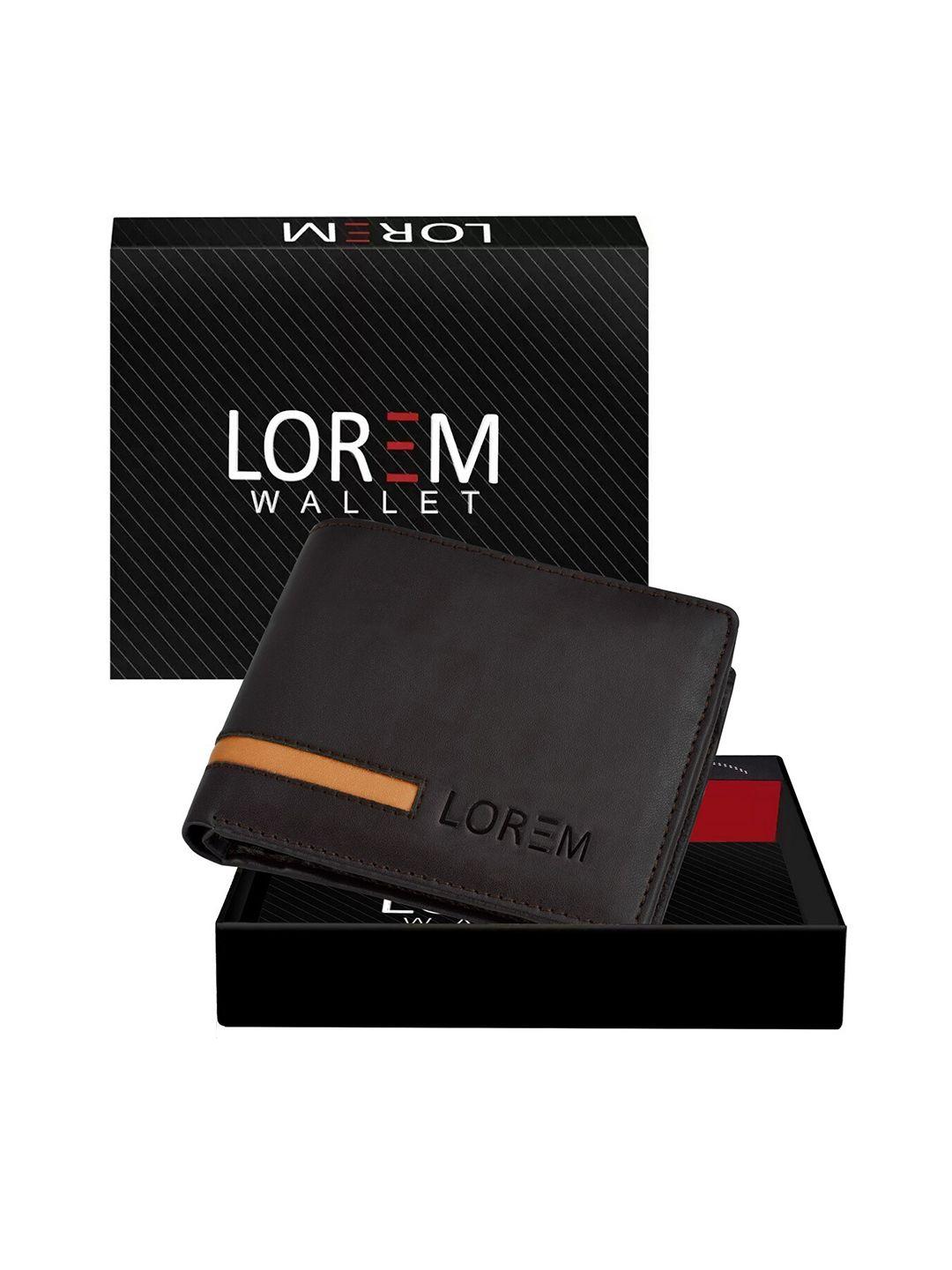lorem men brown textured two fold wallet with sim card holder